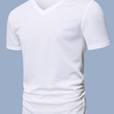 Manfinity Basics Hombres Camiseta unicolor de cuello V