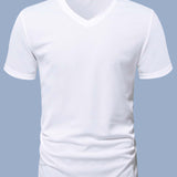 Manfinity Basics Hombres Camiseta unicolor de cuello V