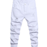 Manfinity Hombres Jeans ajustados algodon desgarro unicolor