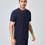Manfinity Basics Hombres Conjunto Camiseta unicolor con Shorts deportivos de cintura con cordon
