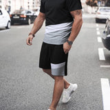 Manfinity Homme Hombres de color combinado Camiseta & de cintura con cordon Shorts