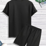 Manfinity Homme Hombres de color combinado Camiseta & de cintura con cordon Shorts