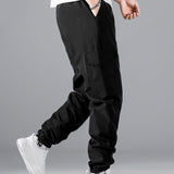 Manfinity Hypemode Pantalones De Cintura Con Cordon De Bolsillo Con Solapa Para Hombres