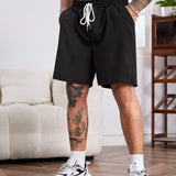 Manfinity Homme Hombres Shorts con bolsillo oblicuo de cintura con cordon