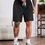 Manfinity Homme Hombres Shorts con bolsillo oblicuo de cintura con cordon