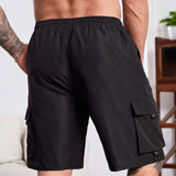 Manfinity LEGND Hombres Shorts con bolsillo con solapa de cintura con cordon