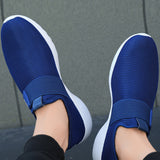 Zapatos Casuales Ligeros Para Hombres Slip On Blue Zapatos De Trabajo Entrenadores Zapatos De Gimnasio Transpirables De Malla Antideslizantes Para Caminar, Comodos Zapatos Deportivos Para Hacer Ejercicio