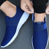 Zapatos Casuales Ligeros Para Hombres Slip On Blue Zapatos De Trabajo Entrenadores Zapatos De Gimnasio Transpirables De Malla Antideslizantes Para Caminar, Comodos Zapatos Deportivos Para Hacer Ejercicio