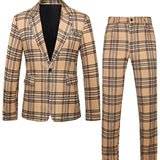 Manfinity Mode Hombres Blazer con estampado de cuadros con boton & Pantalones a medida