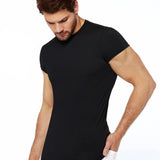 Manfinity Homme Playeras para hombre de cuello redondo, manga corta, lisas y casuales para el verano