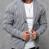 Manfinity Homme Hombres Cardigan de cuello esmoquin tejido de cable