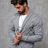 Manfinity Homme Hombres Cardigan de cuello esmoquin tejido de cable