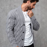 Manfinity Homme Hombres Cardigan de cuello esmoquin tejido de cable