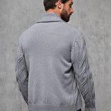 Manfinity Homme Hombres Cardigan de cuello esmoquin tejido de cable