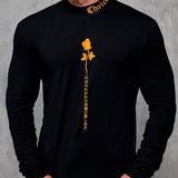 Manfinity Hombres Pullover con estampado floral y letra