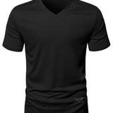 Manfinity Homme Hombres Camiseta con diseno de parche de cuello V