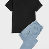 Manfinity Homme Hombres con estampado de letra Pantalones con camiseta Set