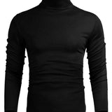 Hombres Camiseta unicolor cuello alto