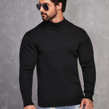 Manfinity Hombres Jersey de cuello alto tejido de canale