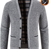 Manfinity Hombres Cardigan de space dye con boton con forro termico