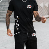 Manfinity Homme Hombres Shorts con camiseta con estampado de poker
