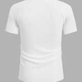 Manfinity Basics Camisetas de hombre con corte ajustado, cuello redondo, manga corta, sencillas y casuales para la parte superior de punto de verano