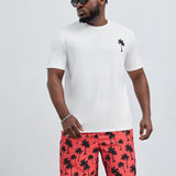 Manfinity RSRT Hombres Shorts con camiseta con estampado tropical