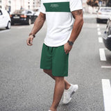 Manfinity Homme Hombres Shorts con camiseta con estampado de letra de dos tonos