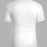 Manfinity Basics Camisetas de hombre con cuello en V, manga corta, basicas, casuales, simples, superiores de punto veraniego para esposo