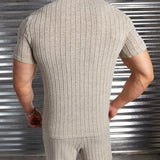 Manfinity Unisex Hombres Shorts con camiseta unicolor tejido de canale