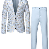 Manfinity AFTRDRK Blazer y pantalones de traje con un solo boton en jacquard floral para hombre