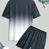 Manfinity Homme Hombres con estampado de letra Camiseta & de cintura con cordon Shorts