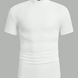 Manfinity Basics Camisetas de hombre, ajuste regular, cuello redondo, hombro caido, manga corta, camiseta basica, sencilla, ideal para el verano, de poliester