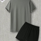 Manfinity LEGND Hombres con estampado de letra Camiseta & de cintura con cordon Shorts