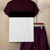 Manfinity Homme Hombres con estampado de letra de color combinado Camiseta & de cintura con cordon Shorts