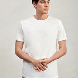 Manfinity Basics Hombres Camiseta de 100% algodon unicolor de cuello redondo