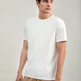 Manfinity Basics Hombres Camiseta de 100% algodon unicolor de cuello redondo