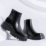 Hombres Botas de combate con cremallera lateral moda negro exterior