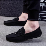 Hombres Mocasines con diseno metal ocio negro de serraje falso casual