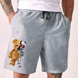 Manfinity Hypemode Shorts con cordon en la cintura con estampado de osos