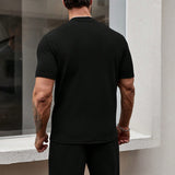 Manfinity Homme Hombres Camiseta unicolor & de cintura con cordon Shorts