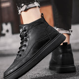 Hombres con cordon con diseno de parche Botas de combate , casual exterior negro Botas