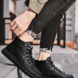 Hombres con cordon con diseno de parche Botas de combate , casual exterior negro Botas