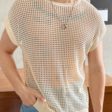 Manfinity Homme Camisa Suelta De Punto Abierto Con Mangas Estilo Murcielago Y En Color Solido Para Hombres