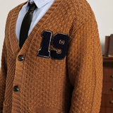 Manfinity Sporsity Hombres Cardigan numero con parche con doble bolsillo de hombros caidos