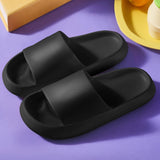 Chancletas Negras De Estilo Simple Para Hombre Con Suela Gruesa Adecuadas Para Uso En Interiores Y Exteriores, En Casa, En La Playa, Vadeando Corrientes Y Actividades De Ocio