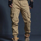 Manfinity Homme Hombres Pantalones cargo con bolsillo con solapa sin cinturon