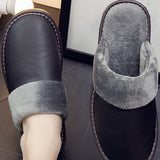 Zapatillas de hombre gruesas, impermeables y antideslizantes para uso en interiores durante el otono e invierno, adecuadas para uso en el hogar