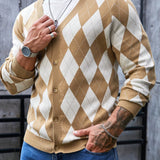 Manfinity Homme Hombres Cardigan con patron de rombo