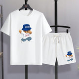 Hombres Camiseta con estampado de dibujos animados & Shorts de cintura con cordon